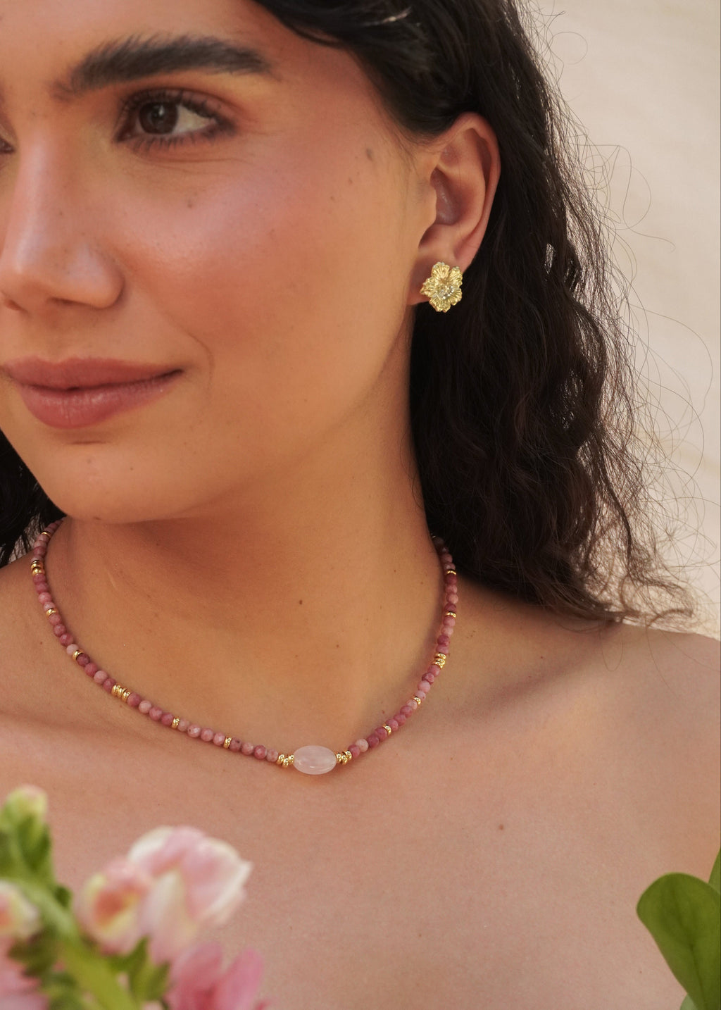 Choker Cristais Ipê Rosa