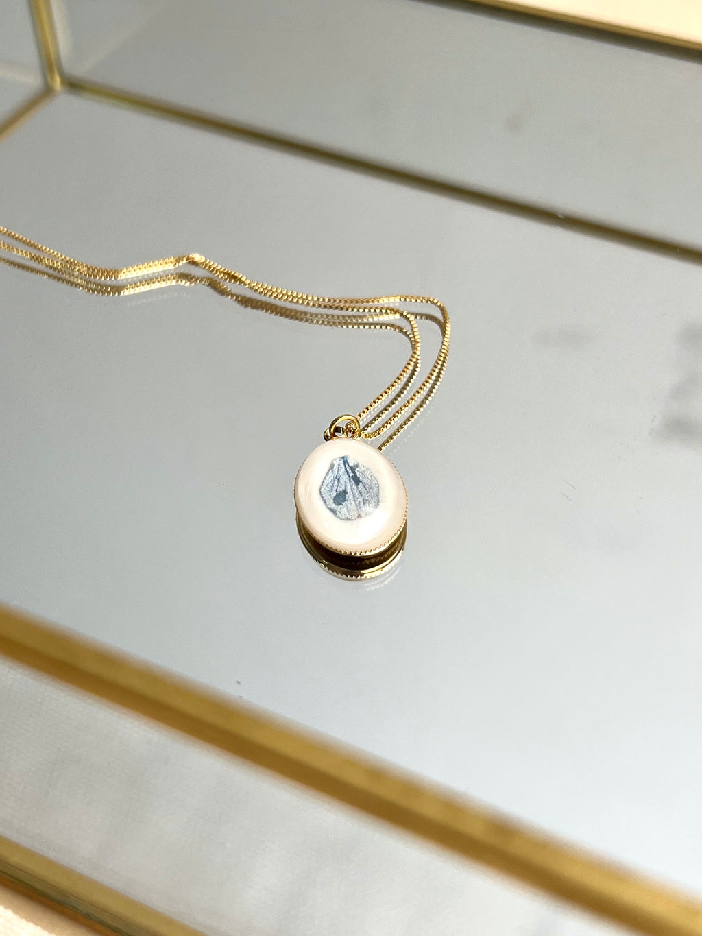 Colar Hortênsia Azul Oval  - BAZAR 022