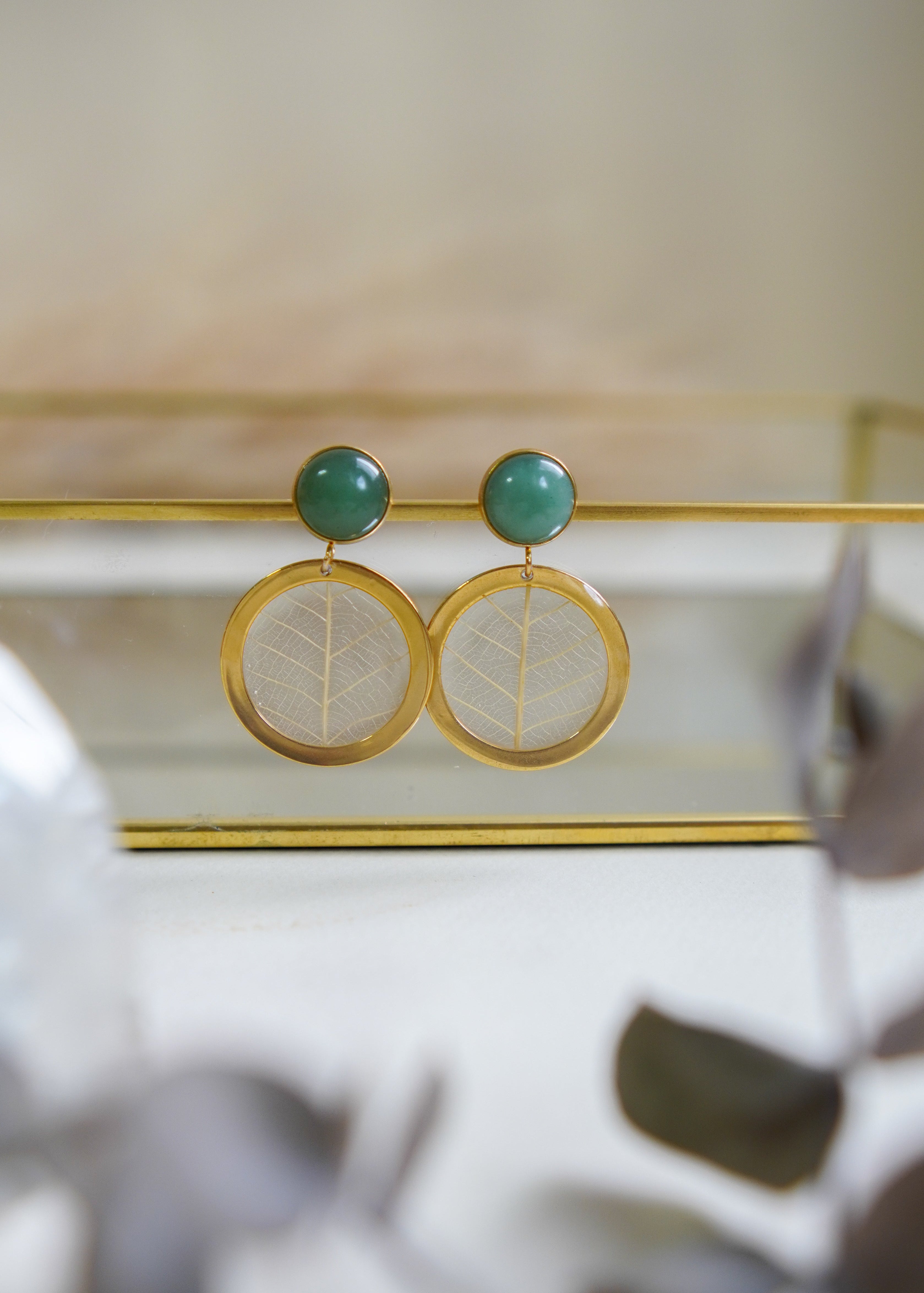 Brinco Equilíbrio Quartzo Verde