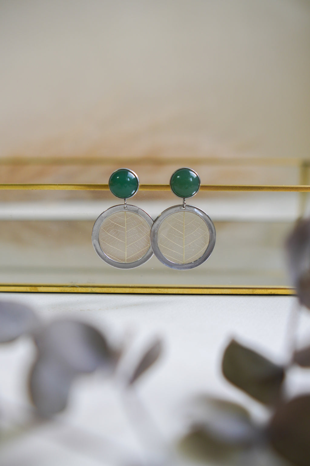 Brinco Equilíbrio Quartzo Verde