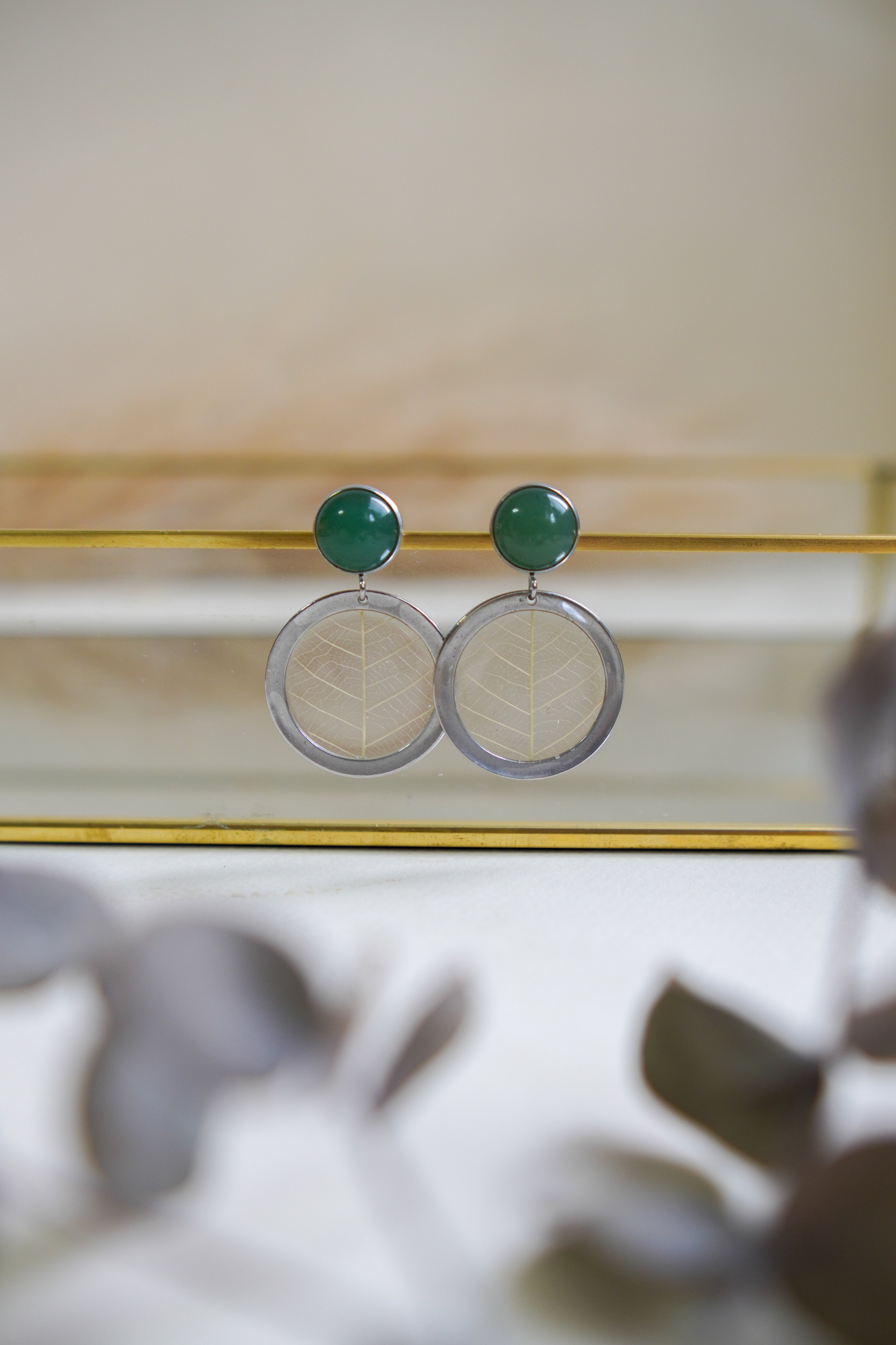 Brinco Equilíbrio Quartzo Verde