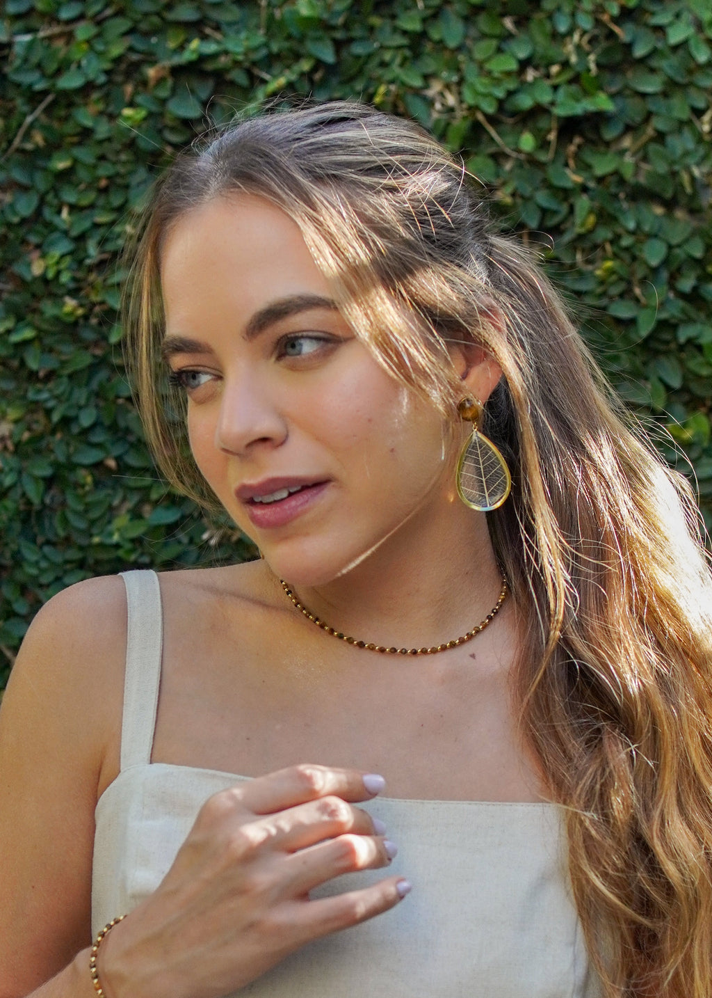 Brinco Equilíbrio Gota Olho de Tigre