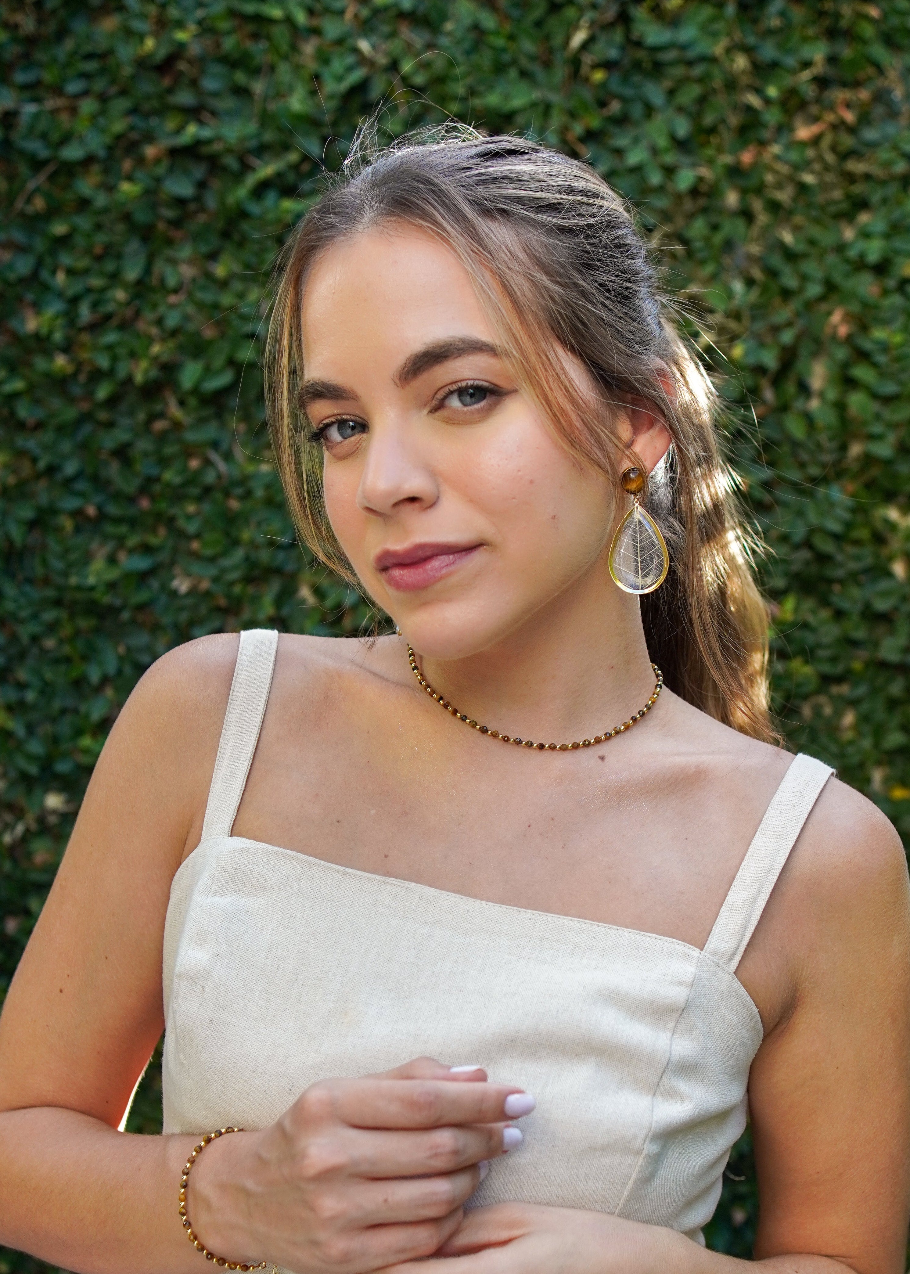 Brinco Equilíbrio Gota Olho de Tigre