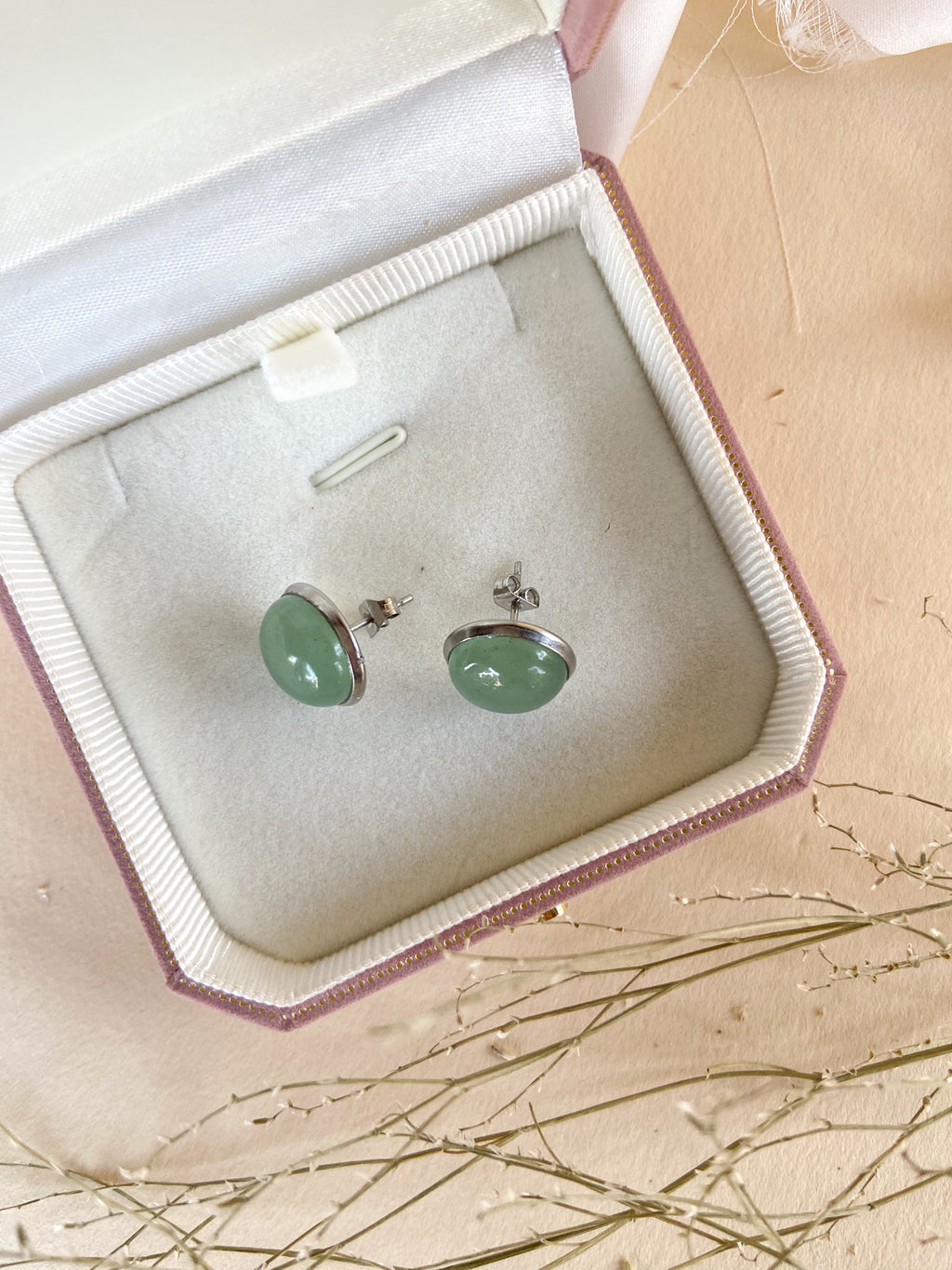 Brinco Cristal Quartzo Verde Prateado - Bazar