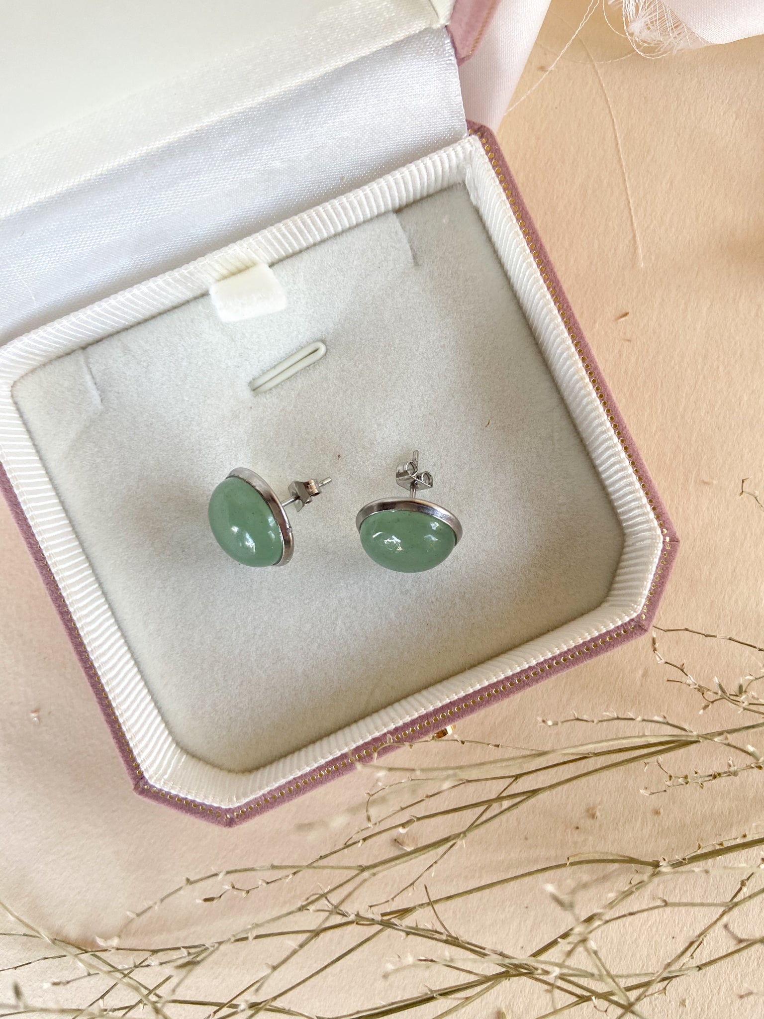 Brinco Cristal Quartzo Verde Prateado - Bazar
