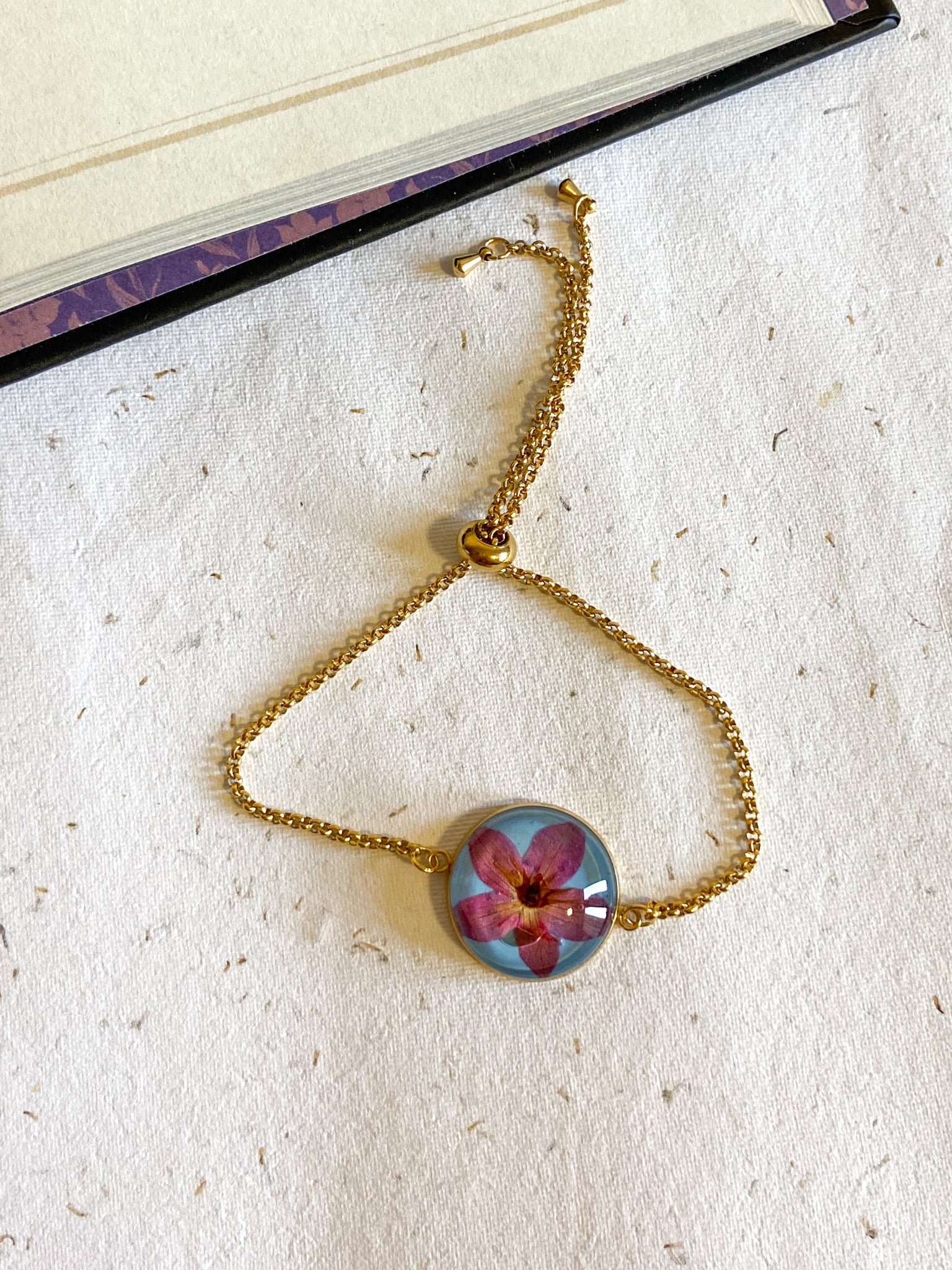 Pulseira Ajustável Flor do Cerrado Rosa- Bazar